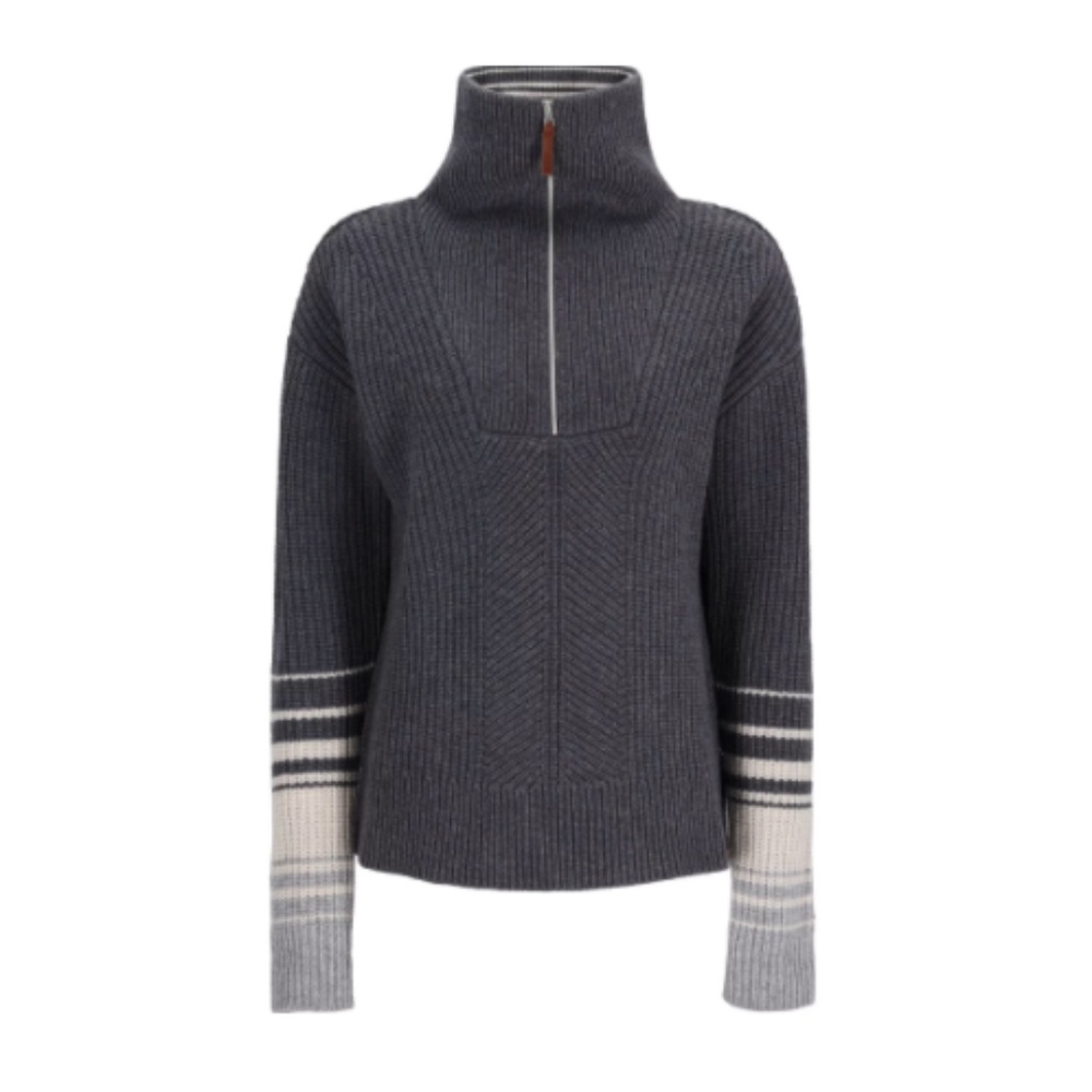 OBERMEYER Limber Half Zip Wool Sweater - Basalt